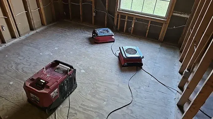 Wet carpet and pad pulled for drying