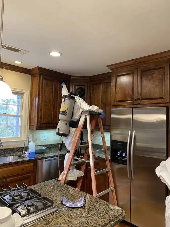A kitchen dried after an appliance line leak